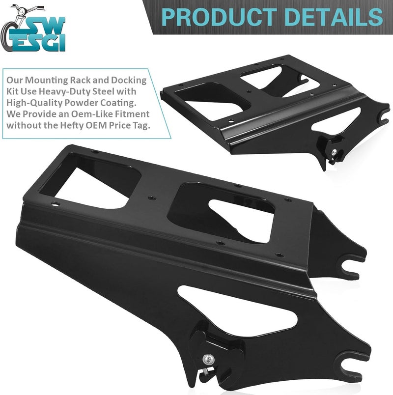 SWESGI Detachable Two Up Tour Trunk Mounting 09-13 2-Up Tour Trunk Mounting Rack Compatible Harley Davidson Touring Street Glide Road King Road Glide Electra Glide (2009-2013 Rack Black) - Image 5